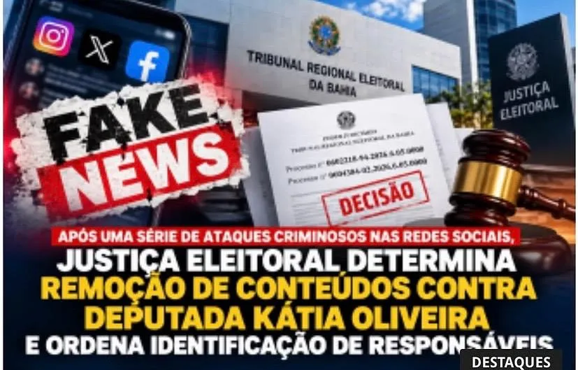Justiça Eleitoral aponta excesso em publicações contra Kátia Oliveira